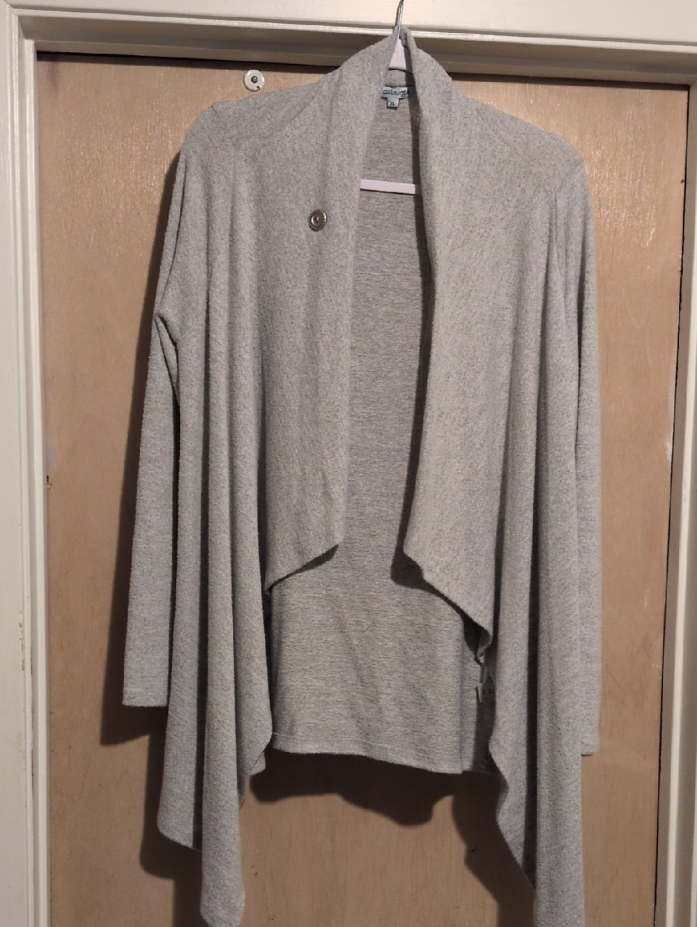 Nostalgia Light Gray Draped Open-Front Cardigan